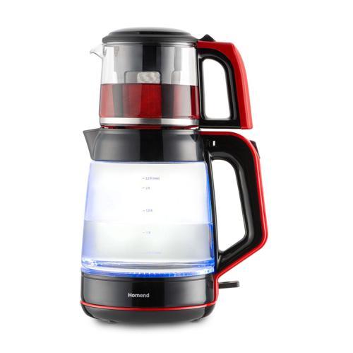 Infinity 1764H Cam Çay Makinesi Siyah Kırmızı