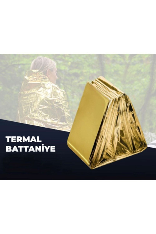 Deprem Afet Hipotermi Termal Acil Durum Battaniyesi Çift Taraflı Büyük Boy (160*210 Cm)