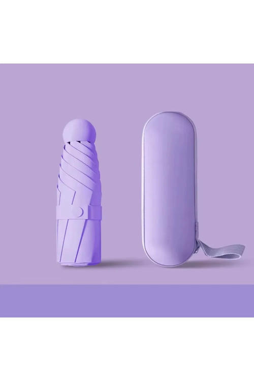 Özel Kılıflı Mor Şemsiye (Kapsül Şemsiye)