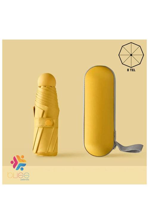 Özel Kılıflı Sarı Şemsiye (Kapsül Şemsiye)