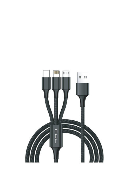 Ack-47 Primecord™ 3İn1 Lightning, Micro, Type-C Metal Başlık Örgü Kablo Usb Şarj Ve Data Kablosu