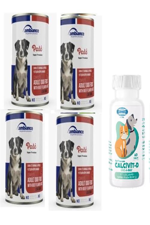 Köpek Kuzu Etli Konserve Yaş Mama 415 Gr X 4 Adet + Köpekleriniz İçin Kalcivit D Vitamini 60 Tablet