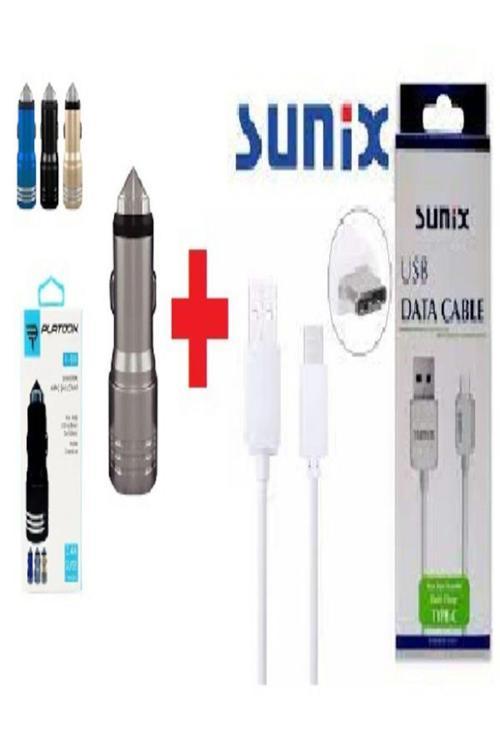Pl-9111 Çift Usb-5V2.4A Çakmaklık Araç Içi Şarj Cihazı+Sunix Type-C Usb Şarj -1 Mt