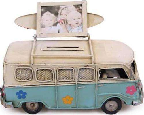 Dekoratif Metal Minibüs Çerçeveli ve Kumbaralı Hediyelik