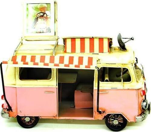 Dekoratif Metal Minibüs Çerçeveli ve Tenteli Vintage Hediyelik