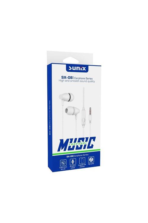 Sunix -08 Kulak Içi Mikrofonlu 3.5Mm Jack Girişli Kulaklık -Siyah-Beyaz