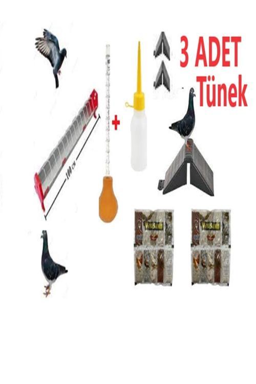 Güvercin Besleme Seti "1 Metre Güvercin Yemlik+ Yavru Besleme Pompası Ve Biberon+3Xtünek+ 2Xmineral"