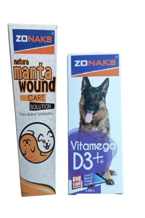 Köpekler İçin Vitamin D3 100 Ml Ve Natura Manta Wound Care Solüsyon 200 Cc (Yara Bakım Solüsyonu )