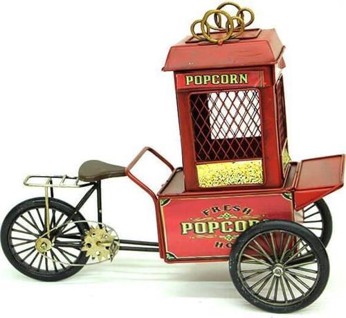 Dekoratif Metal Patlamış Mısır Arabası Biblo Ev Ofis Hediyelik