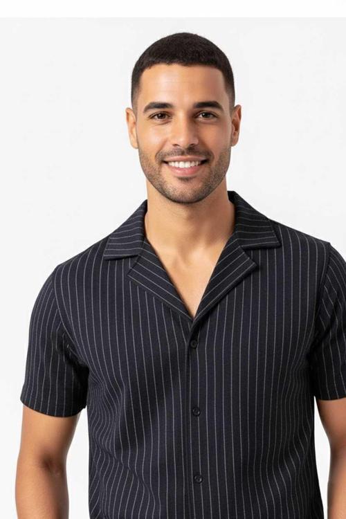 Fredy Lacivert Renk Çizgili Gömlek