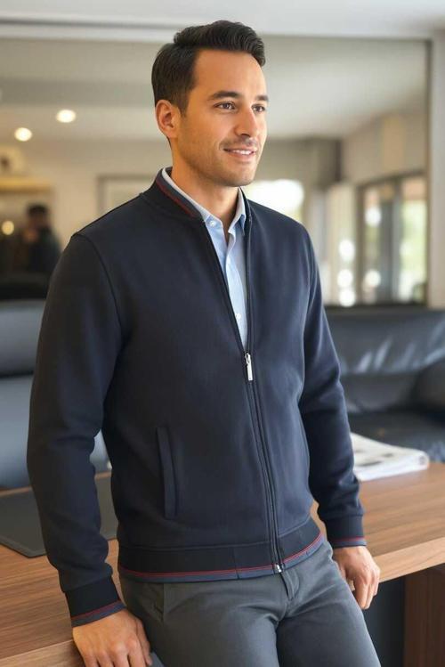 Andy Tam Fermuarlı Sweatshirt Lacivert