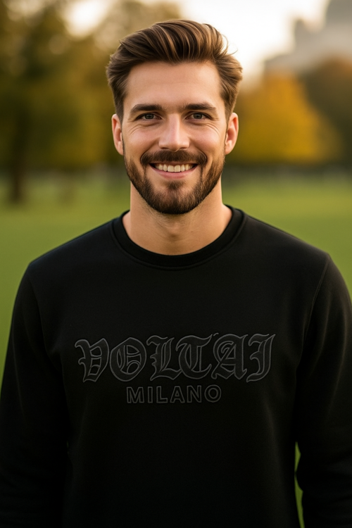 Cora Bisiklet Yaka Erkek Sweatshirt Siyah