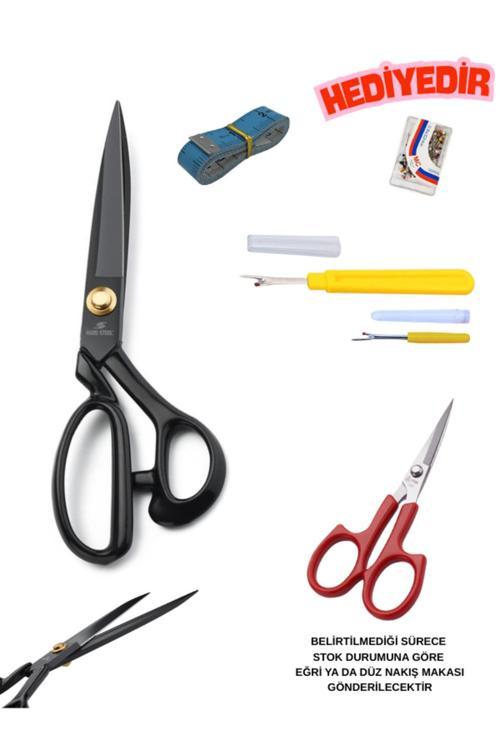 Hard Steel Marka Kumaş Kot Kesim Profesyonel Terzi Makası 20Cmve Nakış Makası Ilik Sökücü Seti