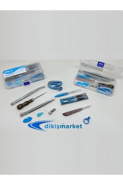 Özel Kutulu 11 Parça Mini Dikiş Seti Mezura İp Kesicili Yüzük Biz İlik Açıcı Cımbız Çıt Makas
