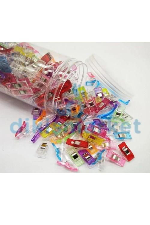 Dikiş Nakış Kumaş Kağıt Maşası Plastik Klips Tutucu Mandal 100 Ad