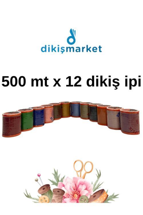 120 No Karışık Renkli Dikiş Ipliği Küçük Boy Dikiş Ipi Makara (500 Mt)-Yerli Üretim