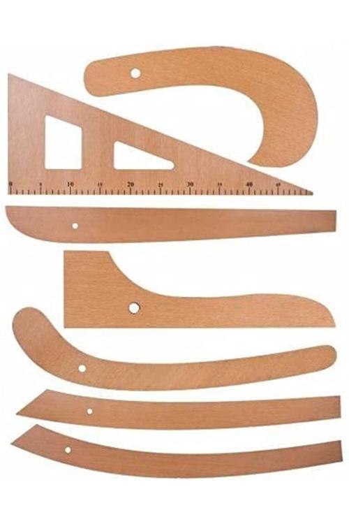 7 Parça Terzi Modelist Tekstil Plastik Cetvel Riga Gönye Takımı