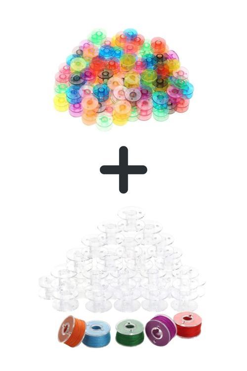 Ev Tipi Dikiş Makina 25 Adet Renkli 25 Adet Şeffaf Masura