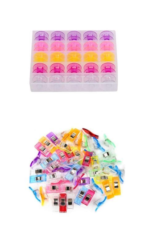 Ev Tipi Dikiş Makinası ( 25'Li Renkli Masura Kutulu Ve 10 Adet Mandal) Seti