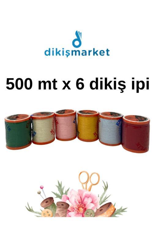 120 No Karışık Renkli Dikiş Ipliği 6 Adet - Küçük Boy Dikiş Ipi (500Mt X 6 Adet) - Yerli Üretim