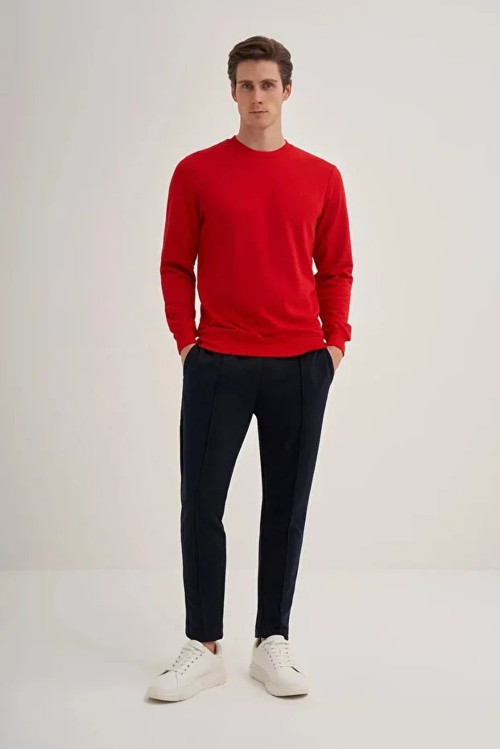 Slim Fit Mevsimlik 3 İplik Pamuk Karışımlı Sweatshirt-56100
