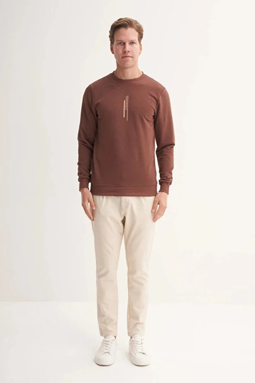 Slim Fit Mevsimlik 3 İplik Pamuk Karışımlı Sweatshirt-54185