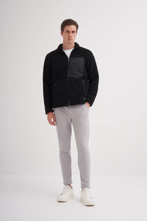 Shadow Regular Fit Kürklü Dik Yaka Sweat Hırka-50960