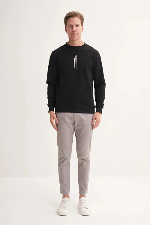 Slim Fit Mevsimlik 3 İplik Pamuk Karışımlı Sweatshirt-54185