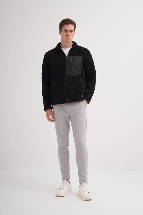 Shadow Regular Fit Kürklü Dik Yaka Sweat Hırka-50960