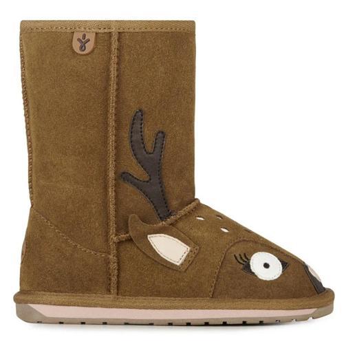 Leather Deer Walker Girl's Boot Kız Çocuk Koyun Derisi Koyun Kürkü Bot Kahverengi