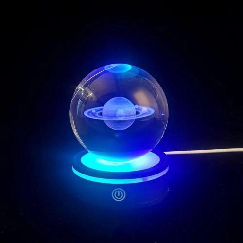 Satürn Gezegen Tasarım Dönen Usb&039li Cam Küre