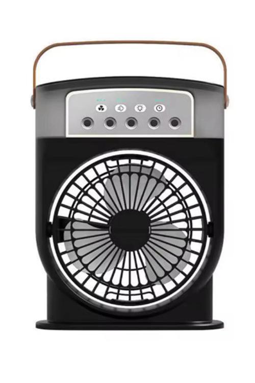 Şarjlı 600 Ml Su Hazneli Taşınabilir Masaüstü Vanilatör Güçlü Fan Ve 2000 Mah Pil Siyah