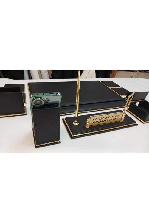 Neva Siyah Ve Gold Kişiye Özel İsimlikli Lüks Tasarım Sümen Ve Makam Takımı