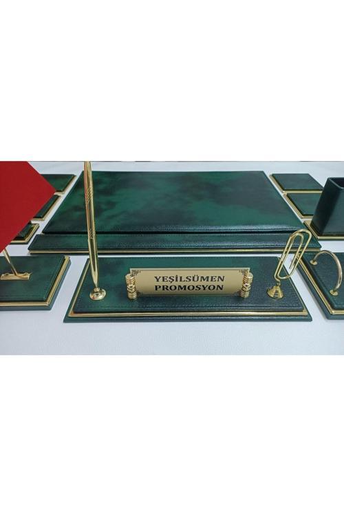 Bulut Yeşil Ve Gold Kişiye Özel Isimlikli Lüx Tasarım Sümen Ve Makam Takımı