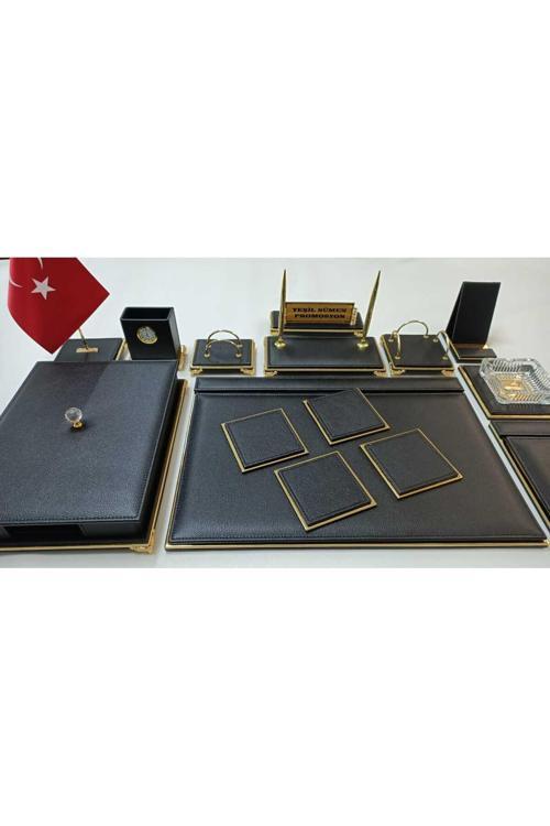 Payitaht Siyah Ve Gold Kişiye Özel İsimlikli Lüks Tasarım Sümen Ve Makam Takımı