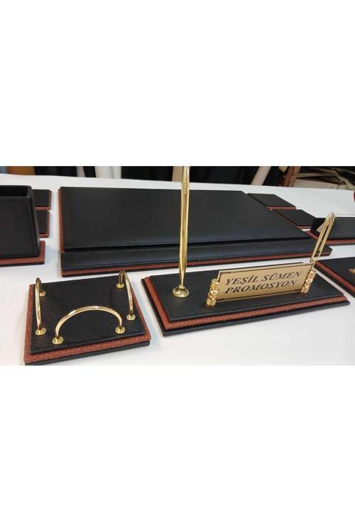 Siyah Ve Taba Kişiye Özel İsimlikli Lüks Tasarım Sümen Ve Makam Takımı