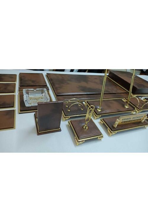 Payitaht Kahve Ve Gold Deriden Oluşan Ultra Lüks Tasarım Sümen Ve Makam Takımı