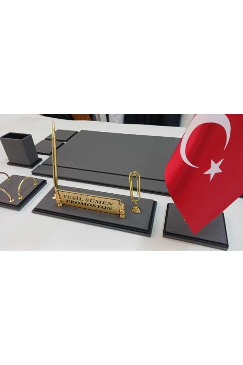 Gri Ve Siyah Kişiye Özel İsimlikli Sümen Ve Makam Takımı