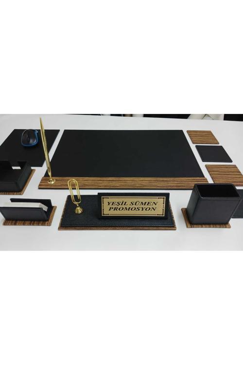 Siyah Ve Ahşap Desenli Kişiye Özel İsimlikli İmza Sümeni