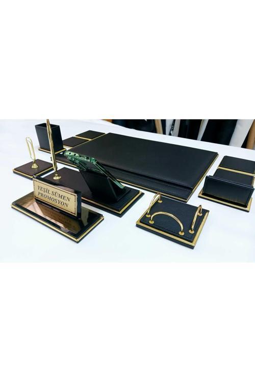 Siyah  Ve Gold Kristal İsimlikli Özel Tasarım Sümen Ve Makam Takımı
