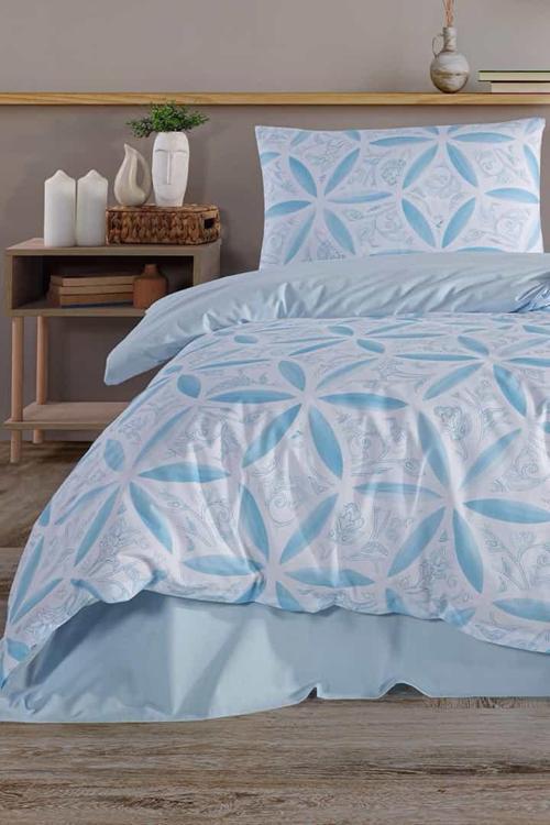 Evelya Blu %100 Pamuk Tek Kişilik Nevresim Takımı