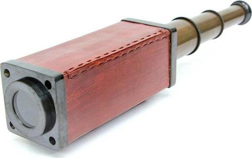 Deri Kaplama Eskitme Kare Dürbün Dekoratif Hediyelik