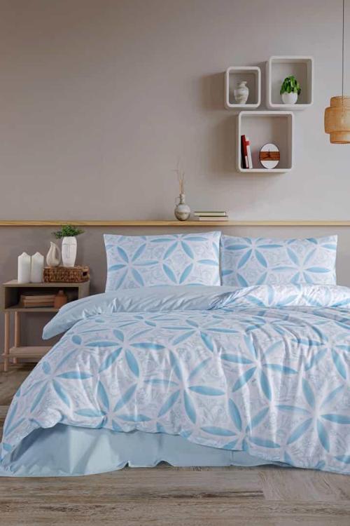 Evelya Blu %100 Pamuk Çift Kişilik Nevresim Takımı