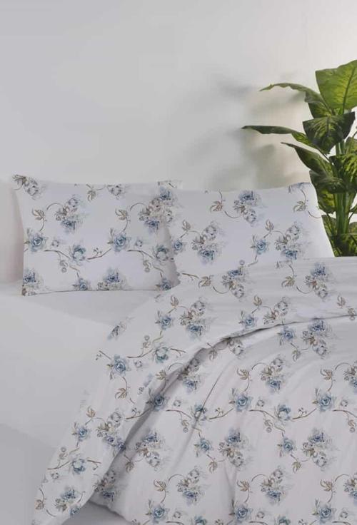 Percale Daphne Blue %100 Pamuk 82 Tel 208TC Çift Kişilik Nevresim Seti