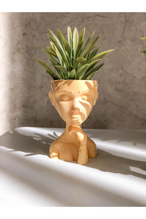 Heykel Sukulent Saksısı - Venüs Krem - 15Cm - Bioplastik