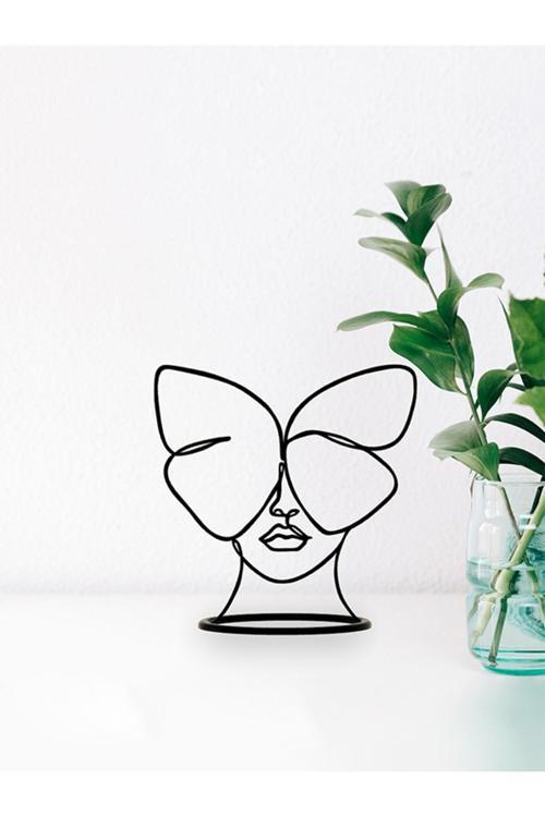 Kelebek Soyut Tasarımlı Siyah Biblo Duvar Dekoru - Dekoratif Obje - Bioplastik