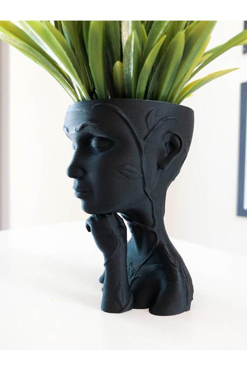 Heykel Sukulent Saksısı - Venüs Siyah - 15Cm - Bioplastik