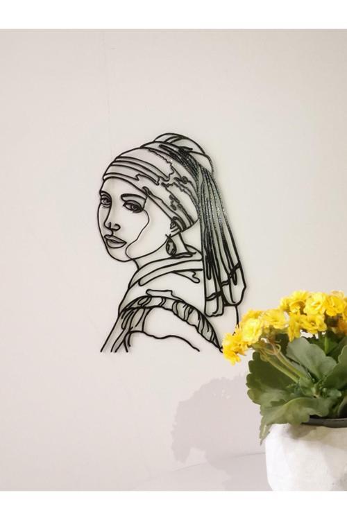 Inci Küpeli Kız Line Art Duvar Dekoru - Bioplastik