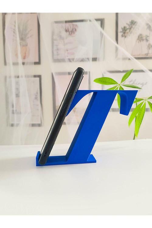 Kişiselleştirilebilir Harf Figürlü Telefon Standı - T Harfi - Kişiye Özel - Bioplastik