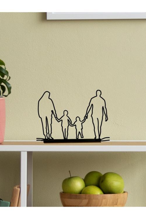 Aile Figürlü Dekor Biblo - Anne Baba Büyük Erkek Küçük Kız Çocuk - Bioplastik